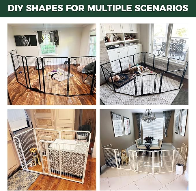 FXW Homeplus Dog Playpen for Indoor Use - Stress-Free and Safe Play, Heavy Duty 32 Inch 16 Panels Dog Pen for Small and Medium Dogs, White│Patented