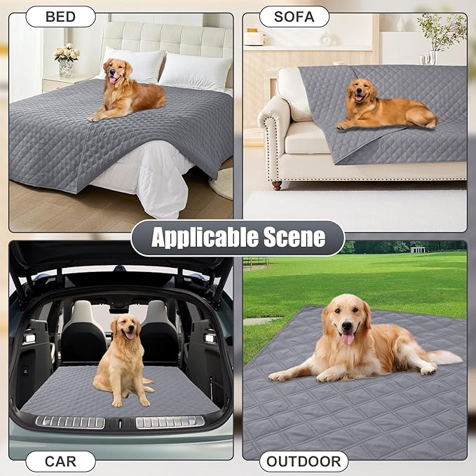 Smiry Waterproof Dog Bed Cover Pet Blanket, Soft Washable Dog Blanket for Furniture Bed Couch Sofa Reversible, Checkered (40"x80", Grey/Grey)