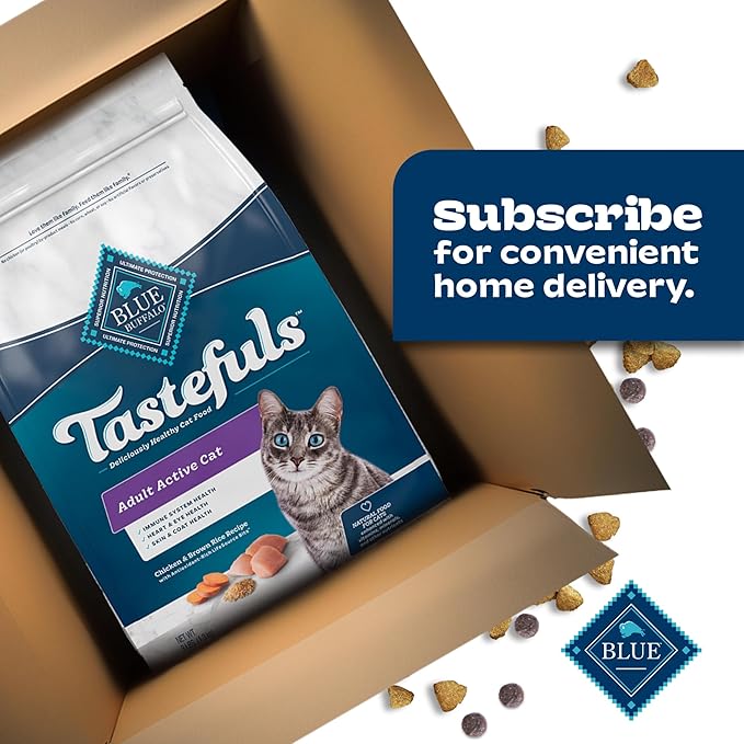 Blue Buffalo Tastefuls Active Cat Dry Cat Food, Made in the USA with Natural Ingredients, Chicken & Brown Rice Recipe, 3-lb. Bag