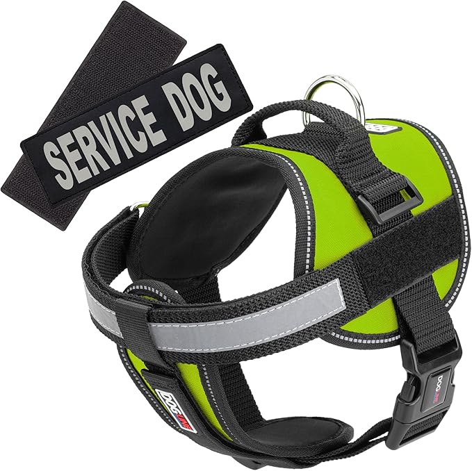 Dogline Unimax Service Dog Vest and Free Service Dog ID Badge with ADA Law, X-Large, Lime Green