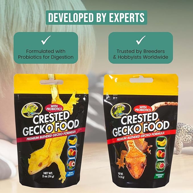 Watermelon and Tropical Fruit Flavor Crested Gecko Food for Reptiles (2-oz) Including Microfiber Cleaning Cloth (Tropical Fruit and Watermelon Flavor Crested Gecko Food 2-oz)