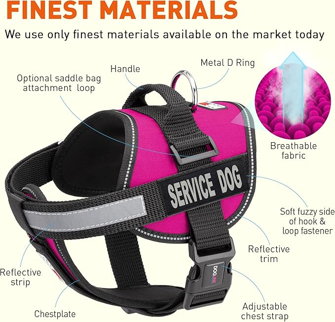 Dogline Unimax Service Dog Vest and Free Service Dog ID Badge with ADA Law, X-Small, Pink