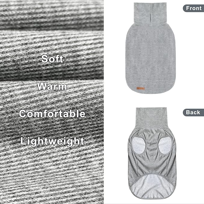 Mosucoirl Dog Sweaters Pet Pullover,Turtleneck Doggy Sweatshirt for Extra Large Dogs Thick Warm Dog Clothes Fleece Soft Winter Puppy Hoodies Outfit for Small Medium Large Dogs XS-4XL (Grey, L)