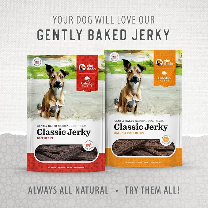 Caledon Farms The Dodo Classic Jerky - Bacon & Pork Recipe 7.8oz, Dog Treats, Jerky