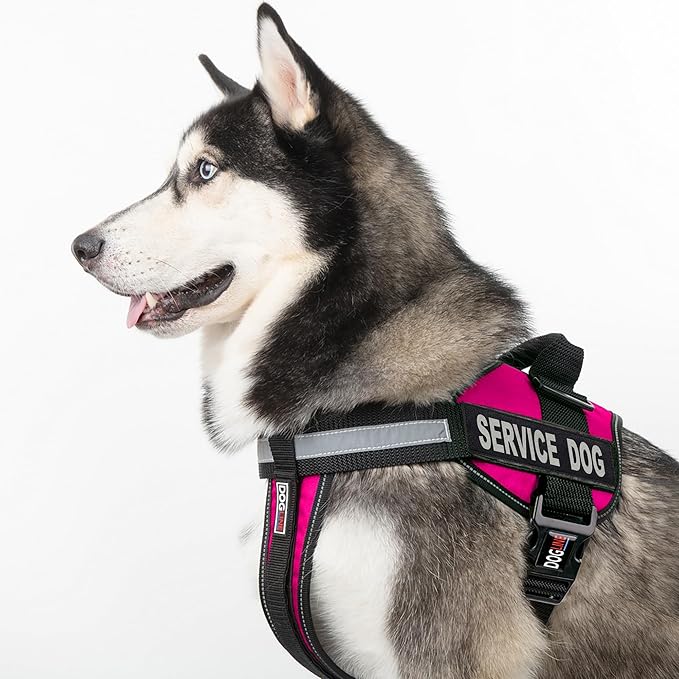 Dogline Unimax Service Dog Vest and Free Service Dog ID Badge with ADA Law, X-Small, Pink