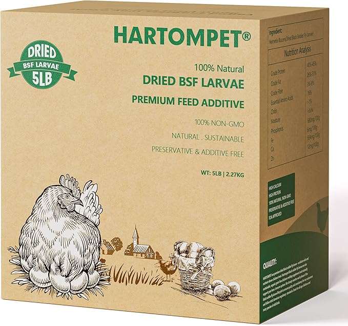 Premium Dried Black Soldier Fly Larvae for Chickens - 5LB High Calcium Supplement, Molting and Laying Support, Non-GMO & High-Protein Treats, Food for Wild Birds, Ducks, Reptile | Top Grade