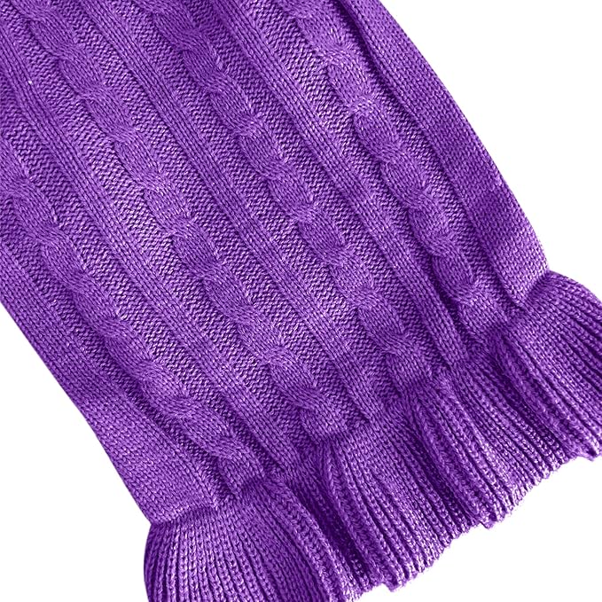 CHBORCHICEN Small Dog Sweaters Knitted Pet Cat Warm Dog Sweatshirt Winter Clothes Kitten Puppy Sweater (M, Dress-Purple)