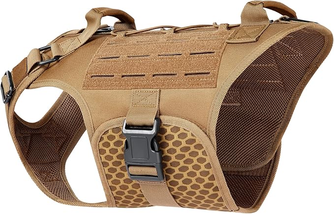 Service Dog Vest,Emotional Support Dog Vest Harness with Sturdy Handle Reflective Dog Harness Soft Padded Breathable Easy Control in Training Dog Vest for Large Dogs (Medium, Brown)