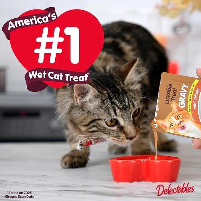 Hartz Delectables Gravy Non-Seafood Lickable Wet Cat Treat & Food Topper, Chicken & Turkey, 12 Pack, 1.40 Ounce (Pack of 12)