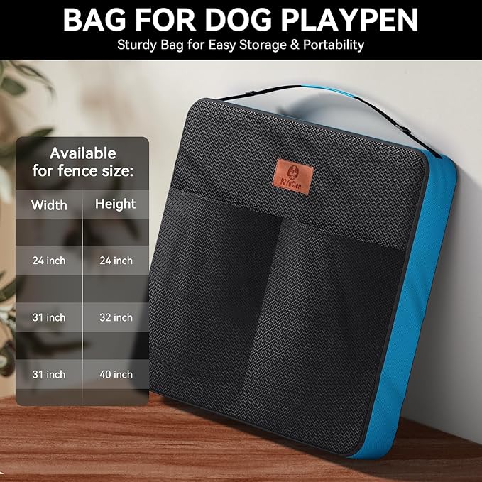 PJYuCien Dog Playpen Plus Storage Bag for Camping, 24" H Portable Dog Pen with Extra Hard Bottom, Heavy Duty Puppy Playpen for Puppies/Small Dogs, 8 Panels