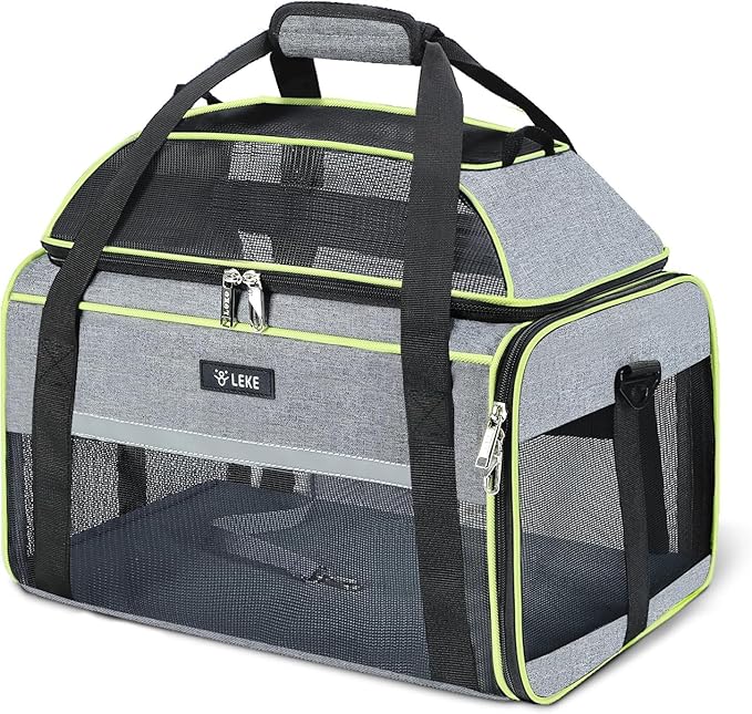 Lekereise Top-Expandable Pet Carrier - TSA Airline Approved Soft Sided Underseat Up to 15lbs Travel Carriers for Small Cats and Dogs with Locking Safety Zippers Anti-Scratch Mesh