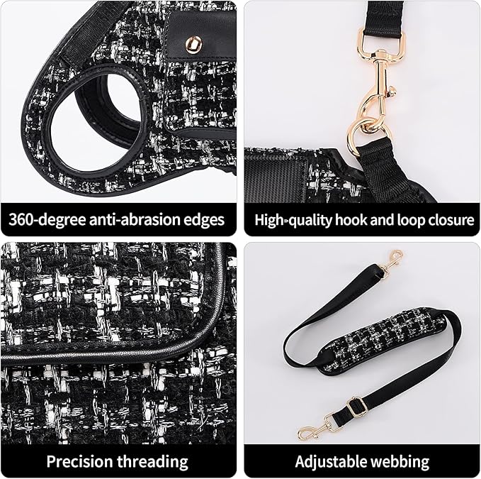 Dog Lift Harness Dog Carrier Dog VES Harness Adjustable Dog Leash with Small Puppy Treat Bag(Black,L)