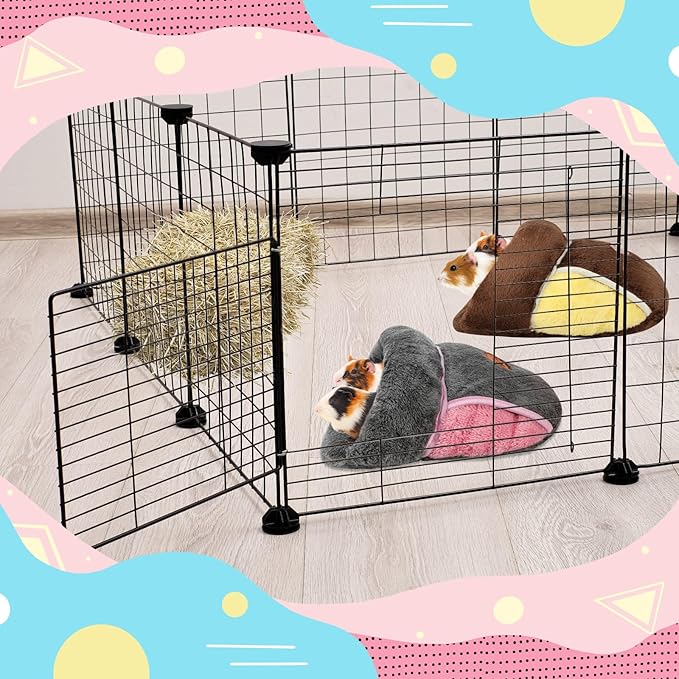 YUEPET 2 Pack Guinea Pig Hideout Portable Guinea Pig Pocket Bedding Cozy Cuddle Sack Snuggle Bag Bunny Bed for Small Animals Hamster Ferret Hedgehog Chinchilla Rabbit Cage Accessories (Grey+Brown)