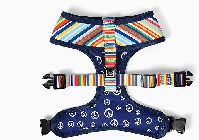 Lucky Love Dog, Boy or Girl Reversible Dog Vest, Adjustable Soft Comfortable, Hippie Dog Vest for Large Dogs, Stylish Dog Accessory, Hippie, Large