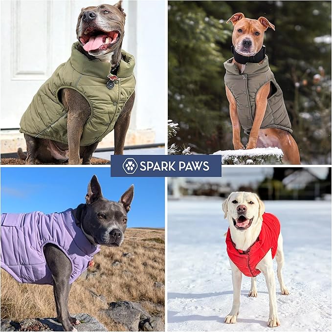 Spark Paws Dog Winter Jacket, Water-Resistant Coat, Warm Reflective Windproof Fleece-Interior, for Medium and Large Dogs - Tan - 2XL
