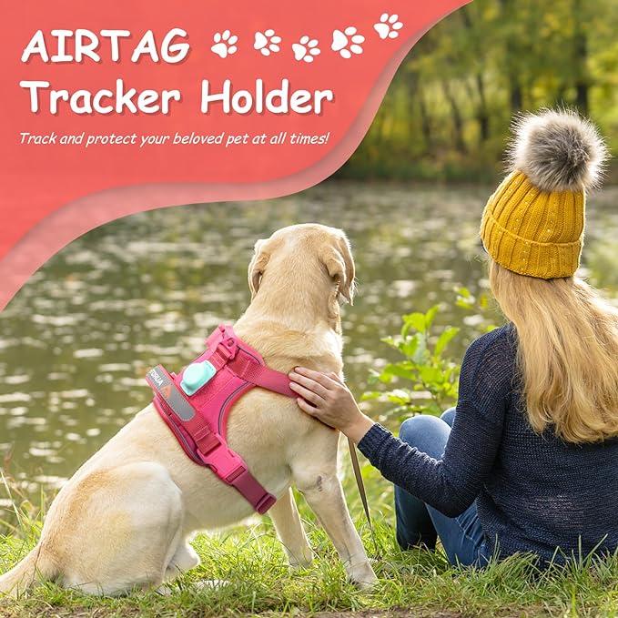 AUROTH Dog Harness Medium Sized Dog, Dog Vest Harness Medium Size Dog, Medium Dog Harness, No Pull Dog Harness for Medium Dogs with Handle, Rose Red M