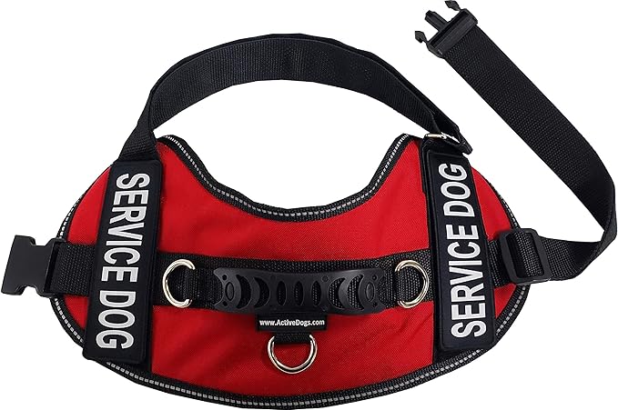 ActiveDogs Service Dog Vest Air-Tech Mesh Harness, XS Girth 16"-20" w/Handle, ADA Cards + Reflective Service Dog Patches - Red