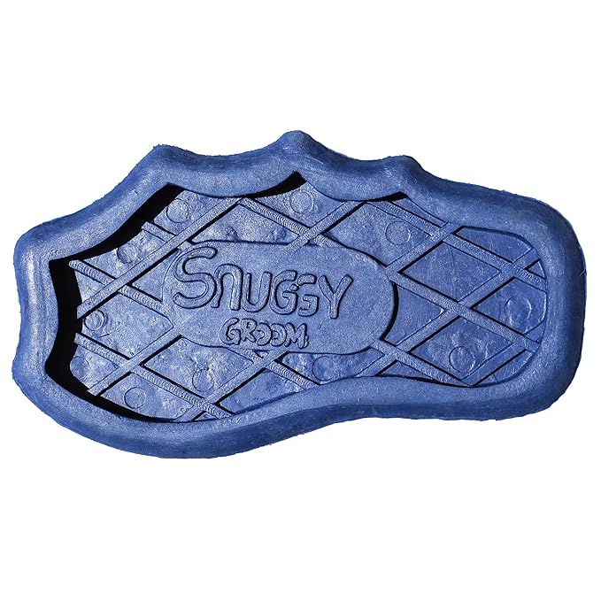 Grewal Equestrian Snuggy Groomer Soft Teeth Rubber Groomer Curry (Navy Blue)