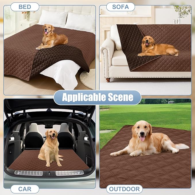 Smiry Waterproof Dog Bed Cover Pet Blanket, Soft Washable Dog Blanket for Furniture Bed Couch Sofa Reversible, Checkered (30"x90", Brown/Chocolate)