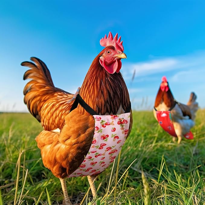 6 Pcs Chicken Diapers for Hens Rooster Ducks Reusable Washable Duck Diapers with Bow Tie for Ducklings Hens Goose Poultry Adjustable Clothes for Hen Rooster Chicken(Cute,L)
