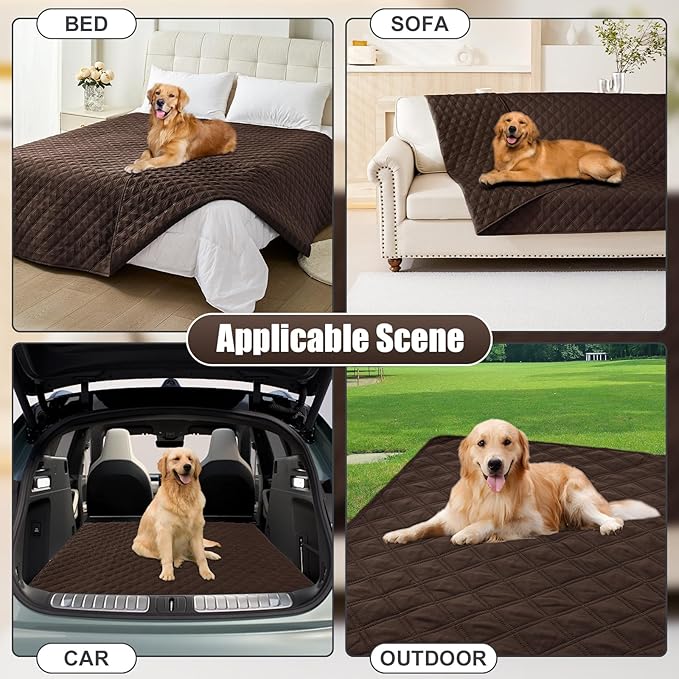 Smiry Waterproof Dog Bed Cover Pet Blanket, Soft Washable Dog Blanket for Furniture Bed Couch Sofa Reversible, Checkered (30"x53", Chocolate/Chocolate)
