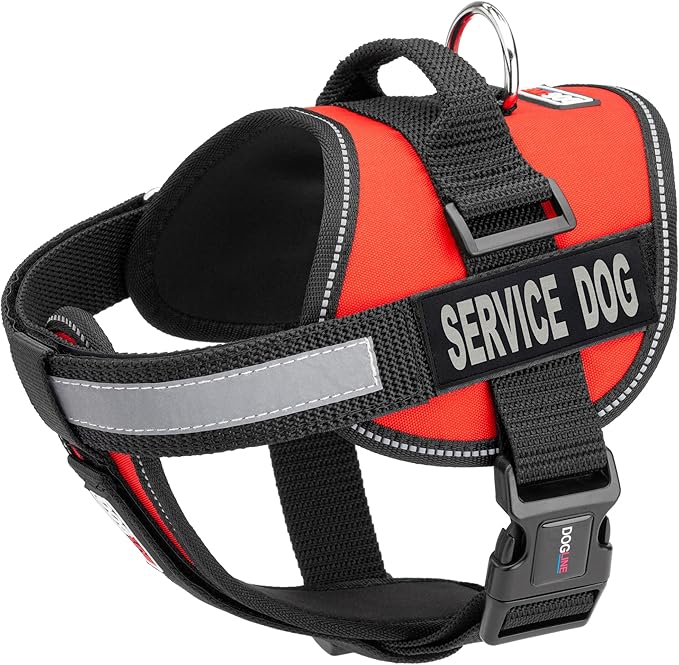 Dogline Unimax Service Dog Vest and Free Service Dog ID Badge with ADA Law, X-Small, Red