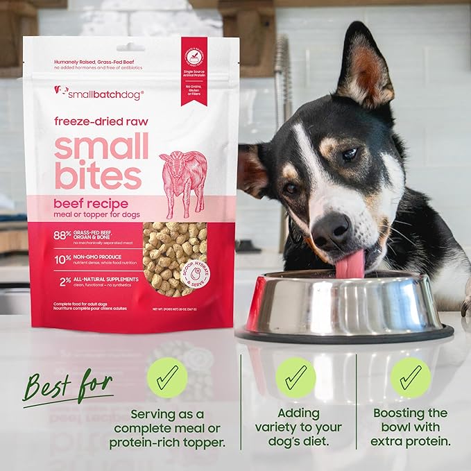 smallbatch Freeze Dried Dog Food – Lamb Recipe, Grain Free, Organic Produce – Grass Fed Lamb Hearts & Organs – High Protein Meal or Topper – Complete & Balanced Nutrition – 19 oz, Made in USA