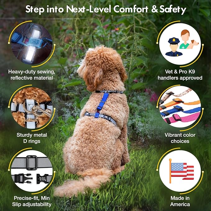 No Pull Harness with Fully Customizable Fitment for XL Dogs - 3M Reflective Heavy Duty Harness for Walking & Training - No Choke Comfortable Collar Design, Made in USA XL-Black