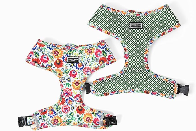 Lucky Love Dog, Soft Reversible Harness Vests, Vivid Floral Dog Vest Harness for Medium Female Dogs, Stylish Dog, Accessory (Ladybird, Medium)