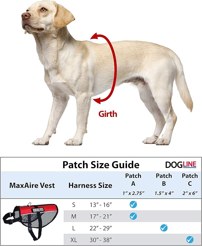 Dogline MaxAire Vest Emotional Support Removable Patch Adjustable Harness Reflective for Puppies Small Medium and Large Dogs 30 by 38 Inch Girth Teal