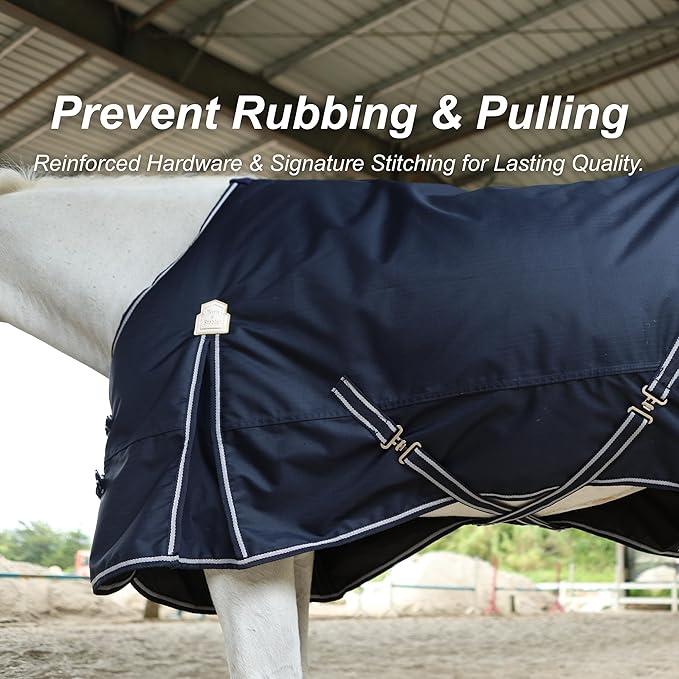 BARN & STABLE 600Denier 3000mm/3000mvp Super Waterproof & Breathable Horse Blankets for Winter with 200g Fill