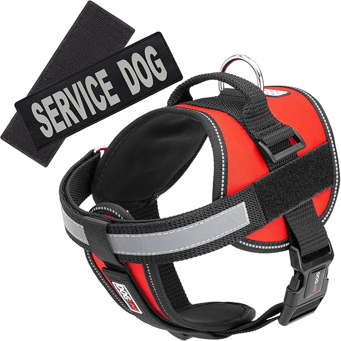 Dogline Unimax Service Dog Vest and Free Service Dog ID Badge with ADA Law, X-Small, Red