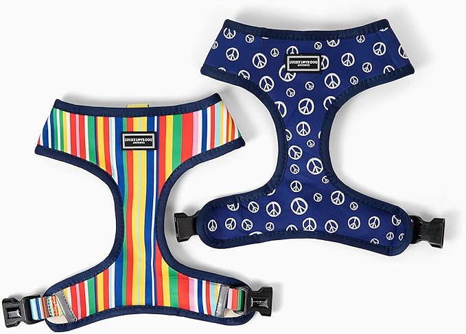 Lucky Love Dog, Boy or Girl Reversible Dog Vest, Adjustable Soft Comfortable, Hippie Dog Vest for Large Dogs, Stylish Dog Accessory, Hippie, Large