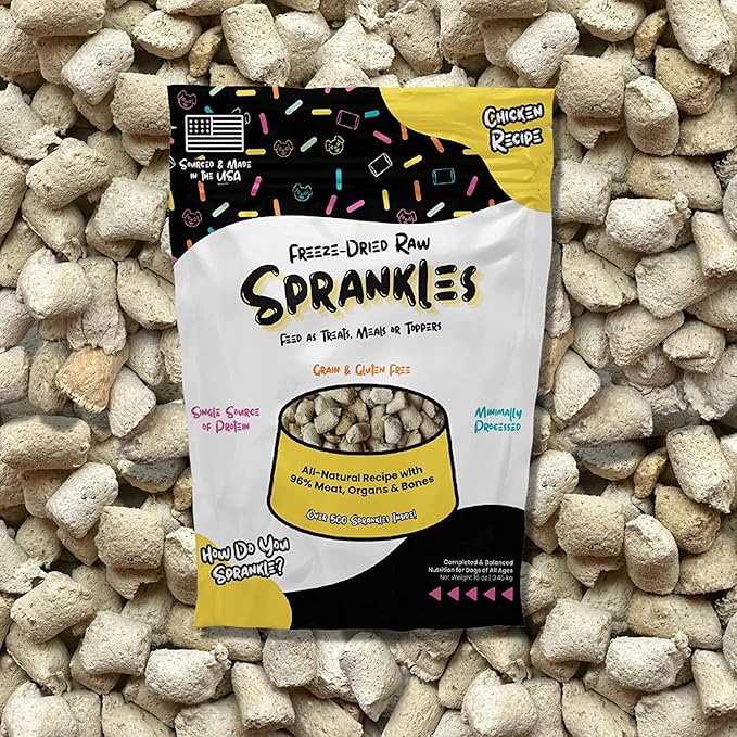 Freeze Dried Dog Food for Small & Large Breeds Dogs, 6 Oz Chicken Dog Food Toppers for Picky Eatres, Made in USA - Grain Free & All Natural Freeze Dried Dog Treats Made with 96% Meat Organs