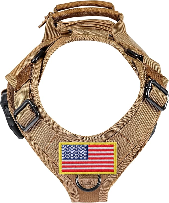 Service Dog Vest,Emotional Support Dog Vest Harness with Sturdy Handle Reflective Dog Harness Soft Padded Breathable Easy Control in Training Dog Vest for Large Dogs (Medium, Brown)