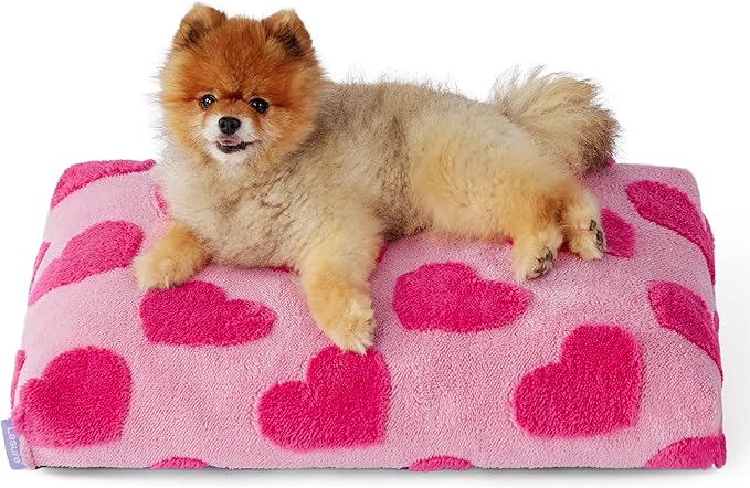 LE SURE Small Dog Beds-Thick Shredded Chopped Foam Pet Bed Indoor with Removable Cover, Cute Modern Fuzzy Plush & Anti Slip Bottom, Pink