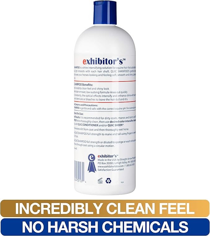 exhibitor's Quic Shampoo 32 oz for All Coat Colors Shine Intensifier, Clear