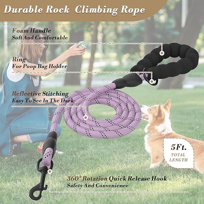 Athena Collection Small Dog Harness with 5 ft Leash, Step-in Dog Harness Leash Set Small No Pull Dog Vest Harness with Reflective Strips Adjustable Velcro, Easy Walk Puppy Harness, Purple