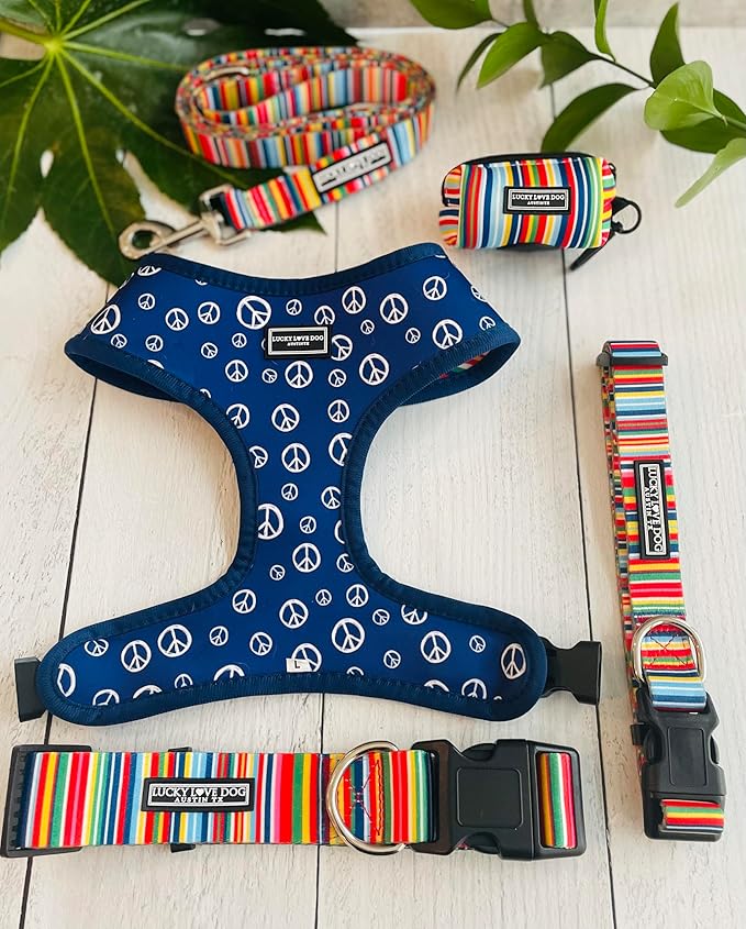 Lucky Love Dog, Boy or Girl Reversible Dog Vest, Adjustable Soft Comfortable, Hippie Dog Vest for Large Dogs, Stylish Dog Accessory, Hippie, Large