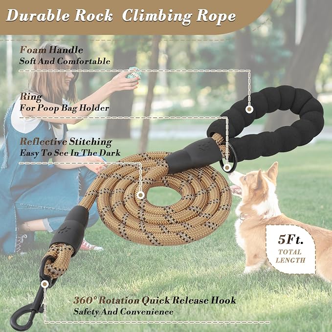 Athena Collection Step-in Dog Harness with 5 ft Leash, Small to Medium Dog Harness Leash Set Medium No Pull Dog Vest Harness with Reflective Strips Adjustable Velcro, Easy Walk Puppy Harness, Beige