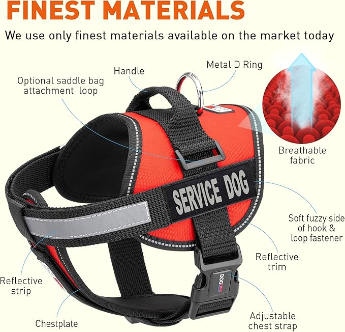 Dogline Unimax Service Dog Vest and Free Service Dog ID Badge with ADA Law, X-Small, Red