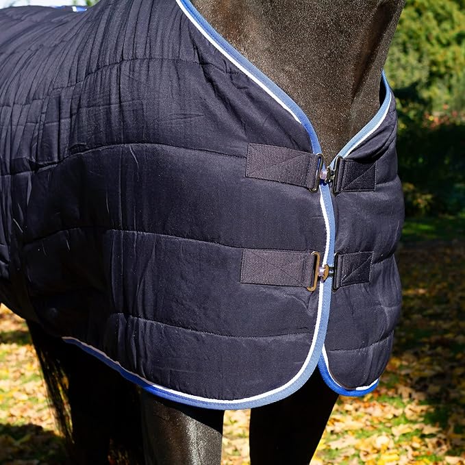 HORZE Glasgow Anti-Slip Stable Horse Blanket (100g Fill) - Dark Blue - 75 in
