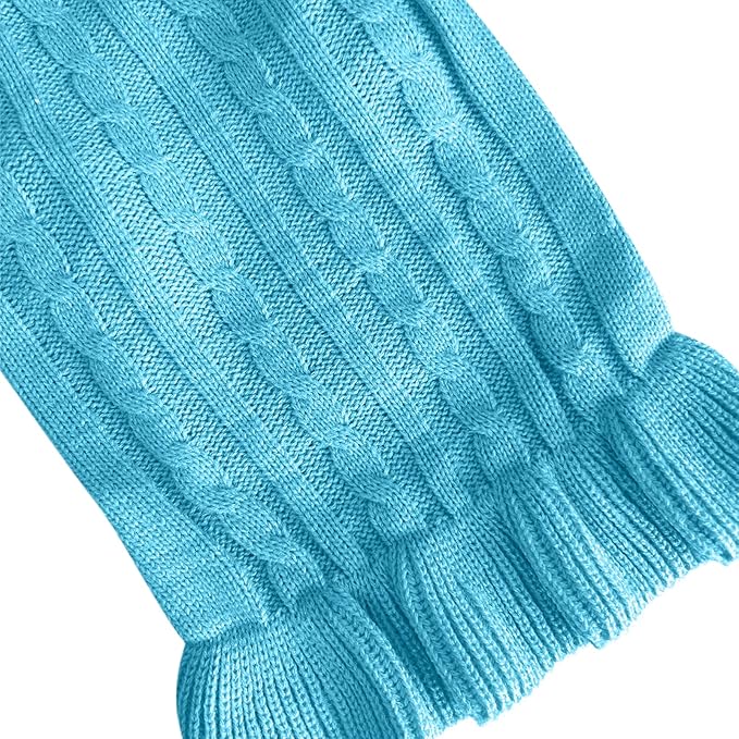 CHBORCHICEN Small Dog Sweaters Knitted Pet Cat Warm Dog Sweatshirt Winter Clothes Kitten Puppy Sweater (M, Dress-Sky Blue)