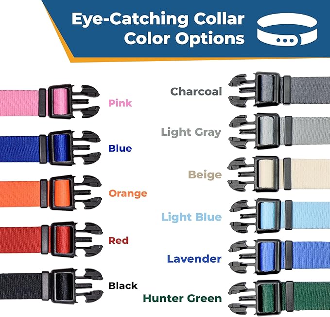 GoTags Personalized Dog Collar with Nameplate, Adjustable Dog Collar with Custom Engraved Slide On Pet ID Tag in Stainless Steel, Silent, No Noise Dog Tag for Large Medium and Small (Pink, Small)