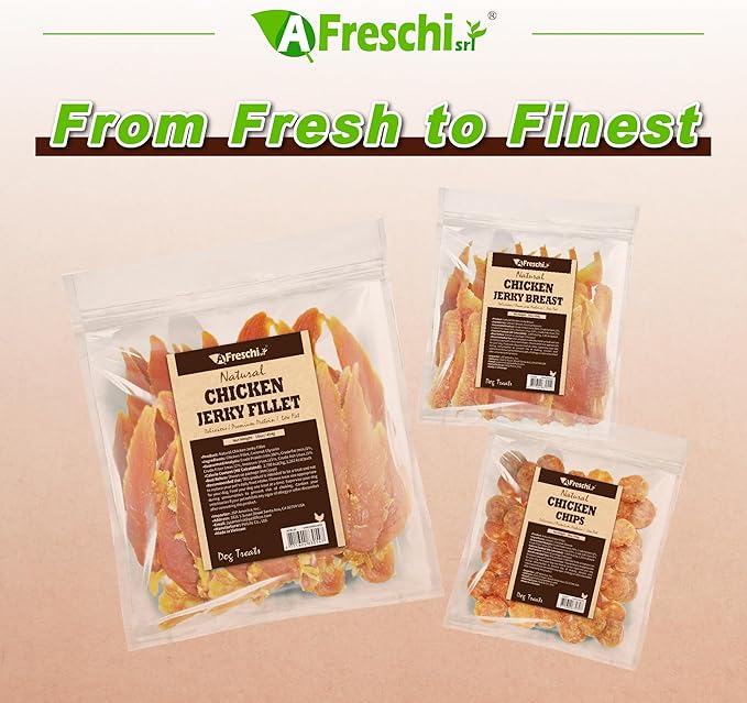 AFreschi Natural Chicken Fillet Jerky 16 oz, Dog Treats, All Natural, Grain-Free, High-Protein, Low Fat, Healthy & Easily Digestible