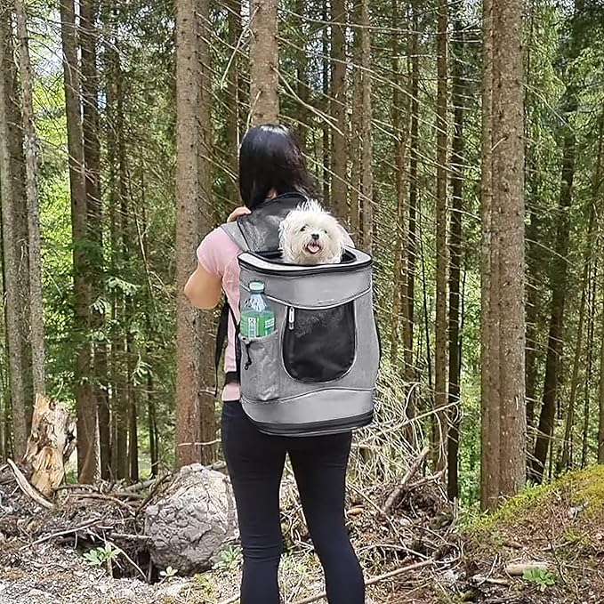 Kritter Planet Pet Carrier Backpack for Cats Dogs, Breathable Pet Backpack with 4 Mesh Window, Portable Pet Carrier for Camping