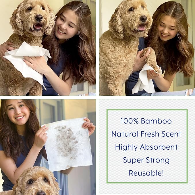 StripHair Horse Dog Grooming Set 2pc - Gentle Groomer 6-in-1 Shedding Massage Brush (original black) and Bamboo Coat Care Wipes (12x12in)