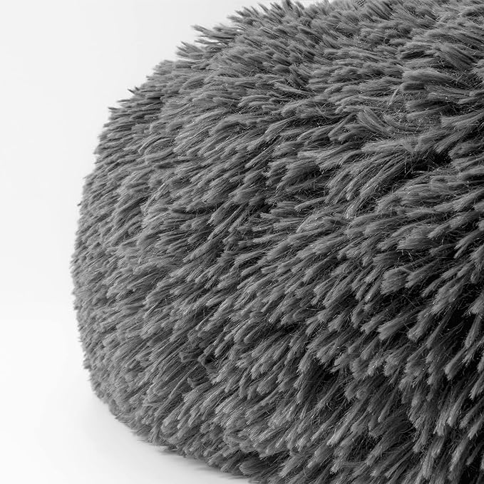 The Dog’s Bed Sound Sleep Donut Dog Bed, Small Steel Grey Fur Calming Nest Bed