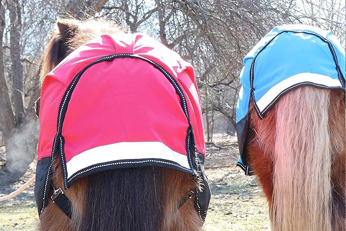 Derby Originals Nordic Tough 1200D Ripstop Waterproof Reflective All Season Mini Horse Pony Turnout Rain Sheet, Electric Blue, 48"