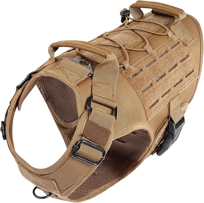 Service Dog Vest,Emotional Support Dog Vest Harness with Sturdy Handle Reflective Dog Harness Soft Padded Breathable Easy Control in Training Dog Vest for Large Dogs (Medium, Brown)
